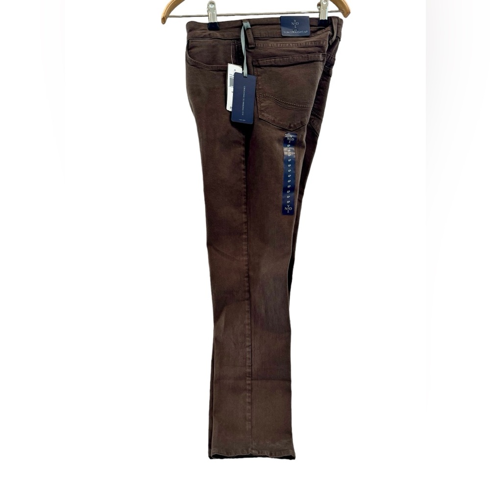 NYDJ Slim Straight Jeans DARK BROWN SUEDED FINISH  / Size 6P - NWT